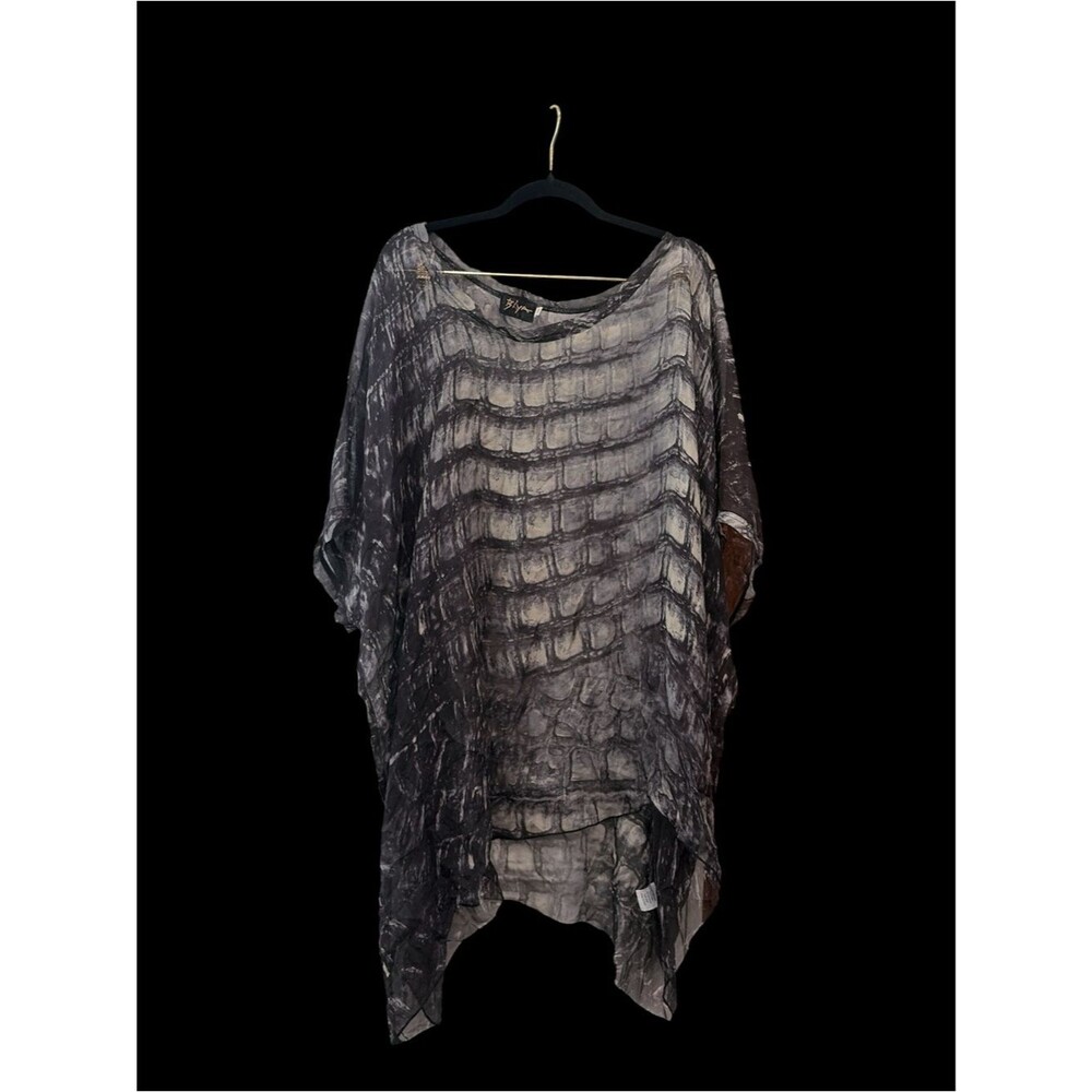BIYA Lightweight Gray Sheer Tunic Top - Women's 100% silk M